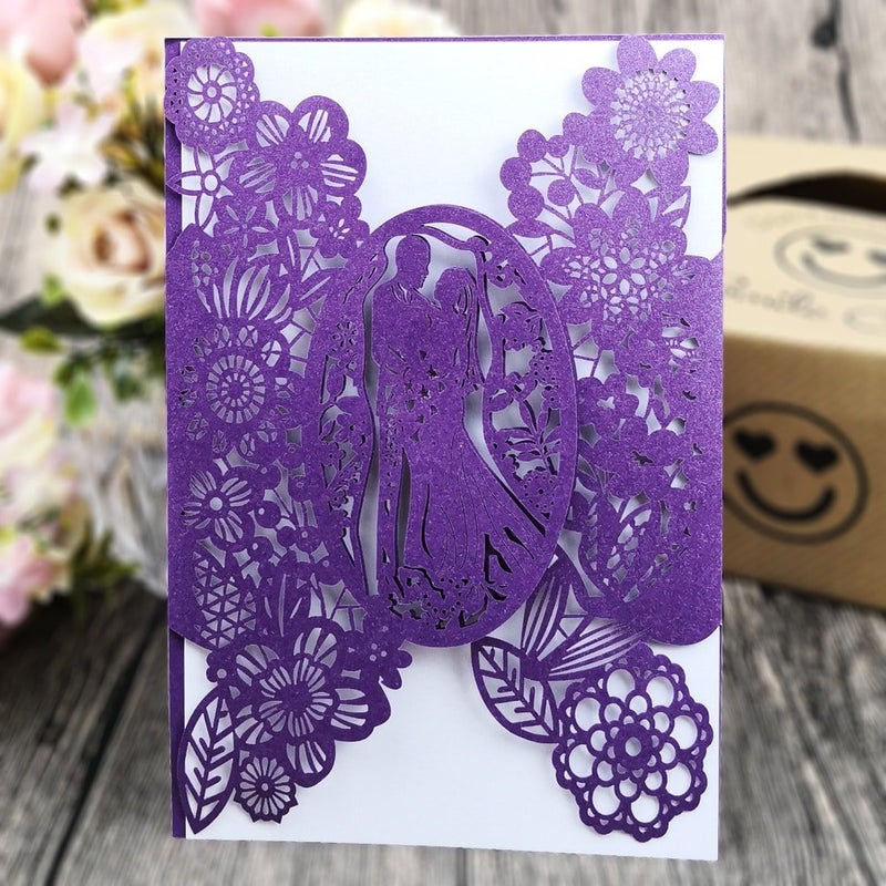 FOMTOR 40-Pack Blue Laser Cut Wedding Invitation Cards Set w/Envelopes & Inserts & Seals â€“ for Wedding, Bridal Shower, Baby Shower, Graduation, Birthday Party, Engagement, Anniversary - Image 2